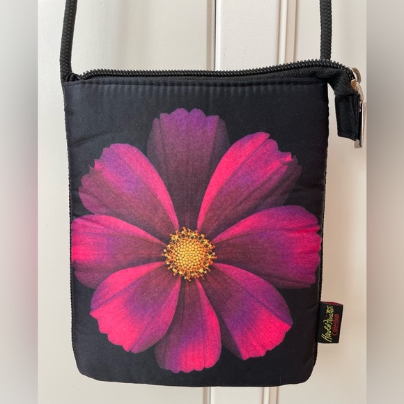 Harold Feinstein Collection Handbags - Rare Harold Feinstein Collection small black crossbody bag purse pink sunflower